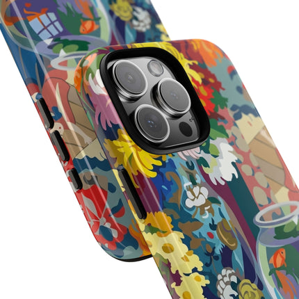 Floral Fishbowl Still Life Phone Case – Vibrant Harmony & Colorful Life