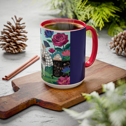 The Lady Of The Lotus Garden Colorful Mugs – Art Deco Botanical Elegance