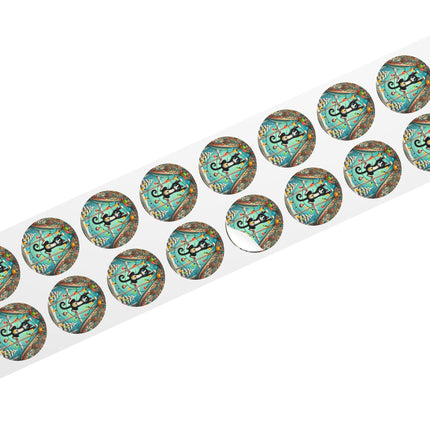Mischief in Tinselland Round Sticker Label Rolls