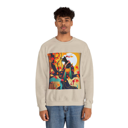Black Cat in Kimono Unisex Heavy Blend™ Crewneck Sweatshirt