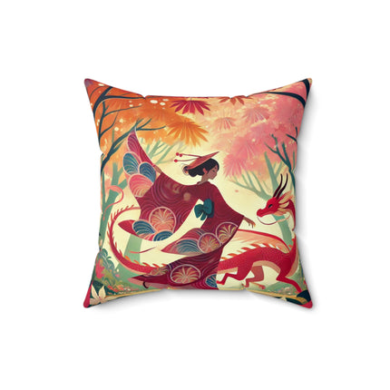 The Dragon Fairy’s Dance Spun Polyester Square Pillow