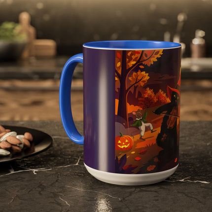 🐈‍⬛🎻 The Black Cat's Moonlit Melody Colorful Mug – Whimsical Halloween Music