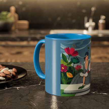 The Lady Of The Secret Garden Colorful Mugs – Art Deco Botanical Elegance
