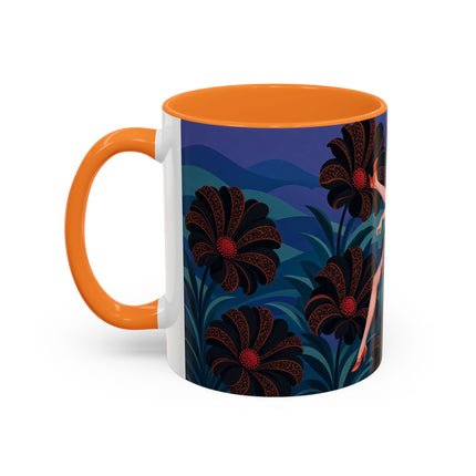 🖤🌺 The Midnight Floral Acrobat Colorful Mug – Art Deco Fashion Whimsy