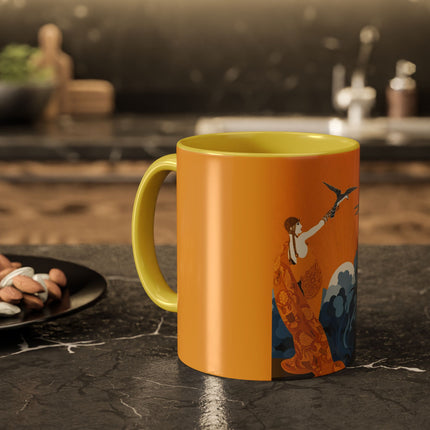 Falcon Mistress Colorful Mugs – Art Deco Majesty & Mythic Freedom