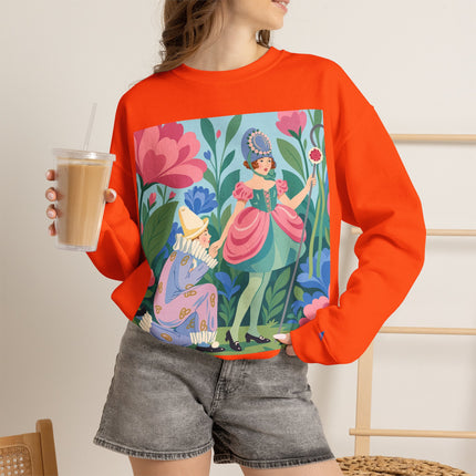 🌸🎭 The Garden Masquerade Crewneck Sweatshirt – Art Deco Floral Whimsy