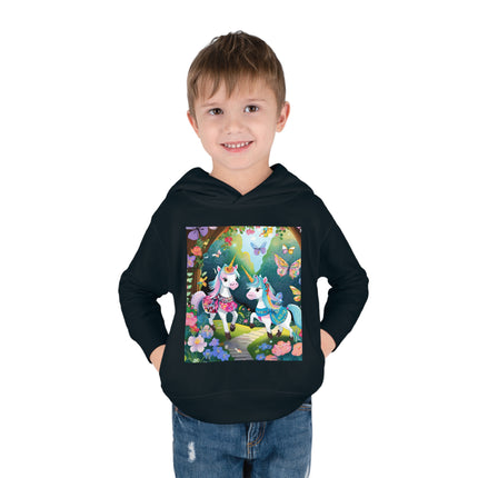 Baby Unicorns and Fluttering Butterflies Toddler Pullover Fleece Hoodie