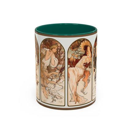 The Seasons by Alphonse Maria Mucha Colorful Mugs (11oz, 15oz)