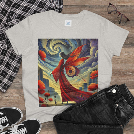 The Poppy Fairy in the Wind Cotton Tee