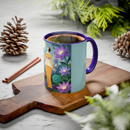 The Lady Of The Moonlit Garden Colorful Mugs – Art Deco Botanical Serenity