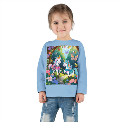 Baby Unicorns and Fluttering Butterflies Toddler Long Sleeve Tee