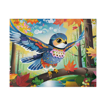 Baby Hawk Plays in Forest Matte Canvas, Stretched, 0.75"