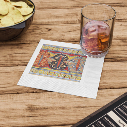 Reproduction of the Shield Frieze by Emile Gilliéron White Coined Napkins
