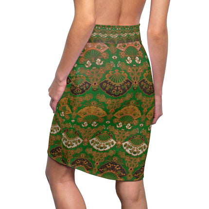 Japanese Fan Pattern by G.A. Audsley Women's Pencil Skirt (AOP)