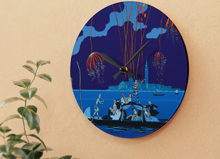 Fireworks in Venice by George Barbier Acrylic Wall Clock