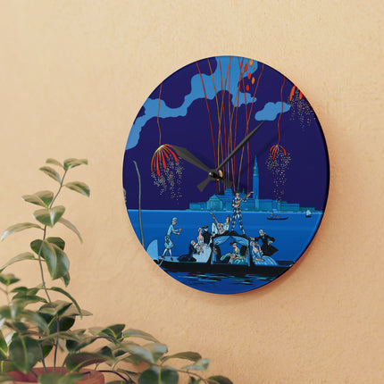 Fireworks in Venice by George Barbier Acrylic Wall Clock