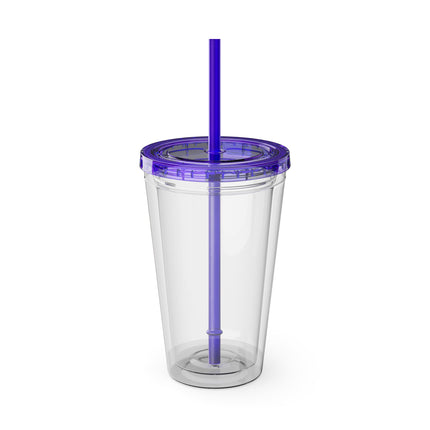 Geisha Kitten Strolls Among the Spoonbills Sunsplash Tumbler with Straw, 16oz