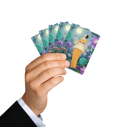 🌙🪷 The Lady Of The Moonlit Garden Playing Cards – Art Deco Garden Serenity