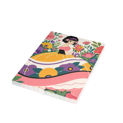 🌸💜 The Girl With The Flower Bouquet Postcards With Envelopes – Art Deco Floral Whimsy