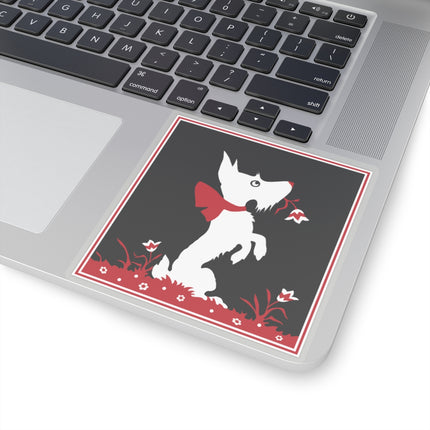 The Enchanting White Terrier with a Red Bow Kiss-Cut Stickers (4 Sizes)