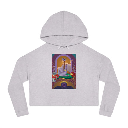 February & Amethyst (from the Gem Series) by Sofia Chiostri Women’s Cropped Hooded Sweatshirt
