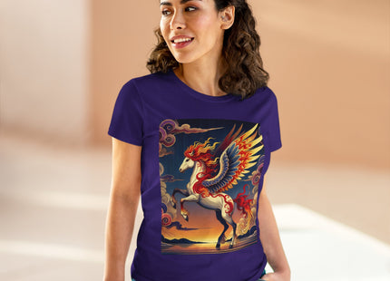 Flame-Winged Horse at Sunset Women's Midweight Cotton Tee
