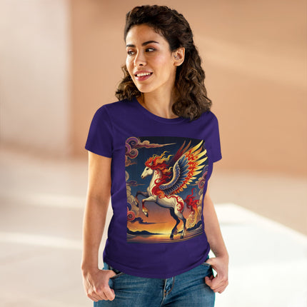 Flame-Winged Horse at Sunset Cotton Tee
