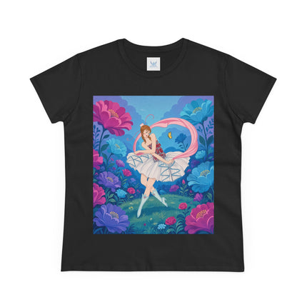 🦋🌸 The Butterfly Garden Ballet Cotton Tee – Art Deco Floral Whimsy