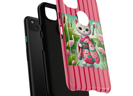 Geisha Kitten Strolls Among the Spoonbills Phone Cases