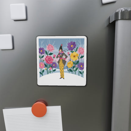 🐇🌸 The Lady With The White Rabbit Die-Cut Magnets – Art Deco Floral Whimsy