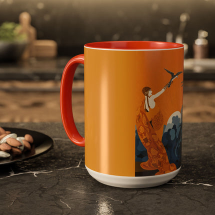 Falcon Mistress Colorful Mugs – Art Deco Majesty & Mythic Freedom
