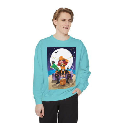 Moonlit Pirate Halloween Unisex Garment-Dyed Sweatshirt