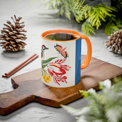 Woodpecker & Tulip Colorful Mugs – Vibrant Spring & Bold Beauty