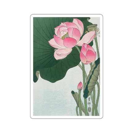 Blooming Lotus Flowers by Ohara Koson Kiss-Cut Stickers (4 Sizes)