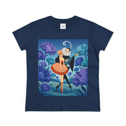🎭🌺 The Garden Duet Cotton Tee – Art Deco Musical Whimsy