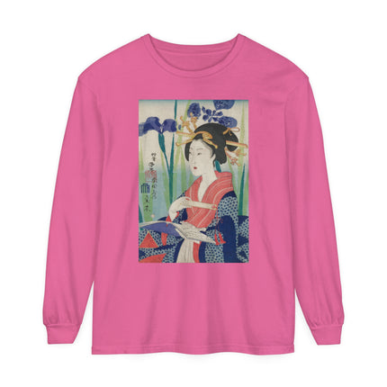 Woman with Bookmark and Book Garment-dyed Long Sleeve T-Shirt