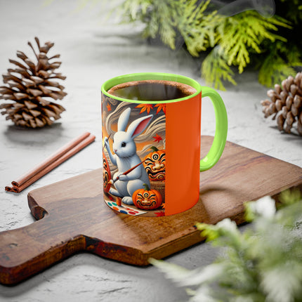 Halloween Rabbit’s Kabuki Jack-o’-Lanterns Colorful Mugs (11oz, 15oz)