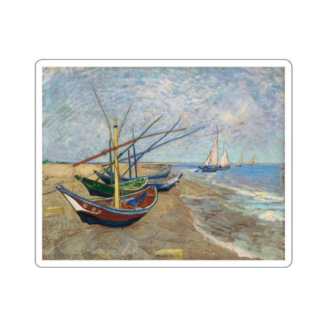 Fishing Boats on the Beach at Saintes-Maries by Vincent Van Gogh Kiss-Cut Stickers (4 Sizes)