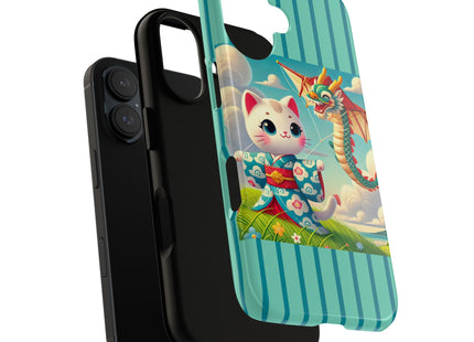 Geisha Kitten and the Dragon Kite Phone Cases