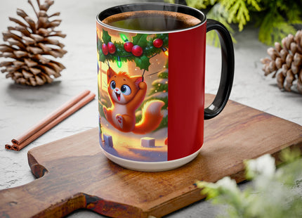 Naughty or Nice Kitten Christmas Colorful Mugs (11oz, 15oz)