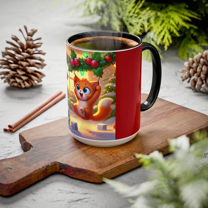 Naughty or Nice Kitten Christmas Colorful Mugs (11oz, 15oz)