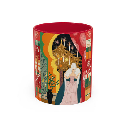 ❤️ The Lady Of The Candlelit Christmas Alcove Colorful Mug – Art Deco Holiday Elegance