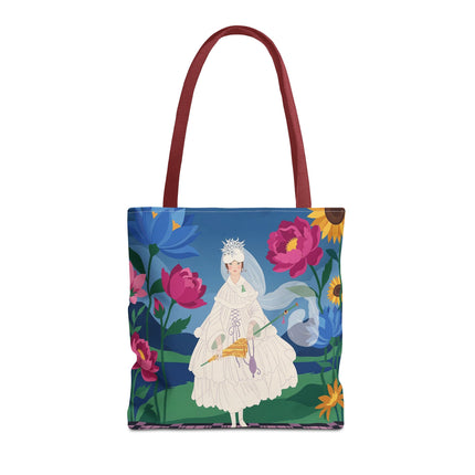 🌸👑 The Lady Of The Enchanted Flower Crown Tote Bag – Art Deco Garden Fantasy