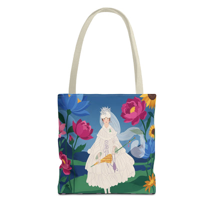 🌸👑 The Lady Of The Enchanted Flower Crown Tote Bag – Art Deco Garden Fantasy