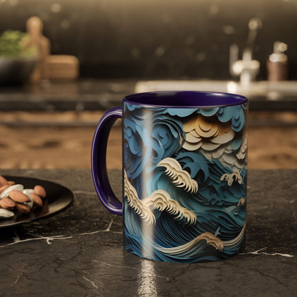 Dramatic Ocean with Crashing Waves Colorful Mugs (11oz, 15oz)