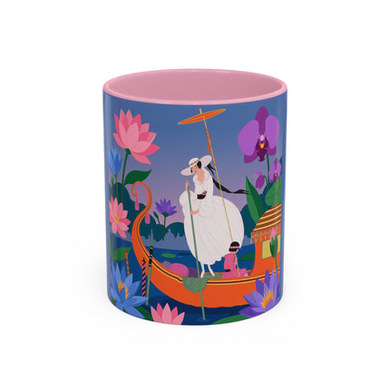 The Lady Of The Lotus Voyage Colorful Mugs – Art Deco Botanical Elegance