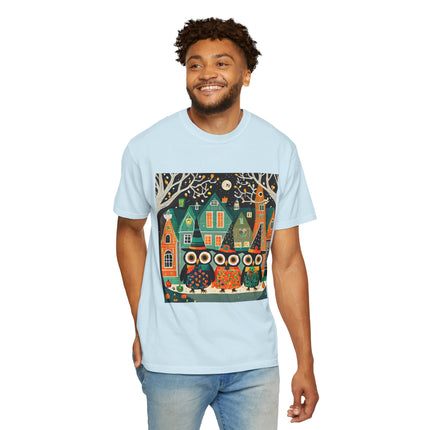 Night of the Trick-or-Treating Owlets Unisex Garment-Dyed T-shirt