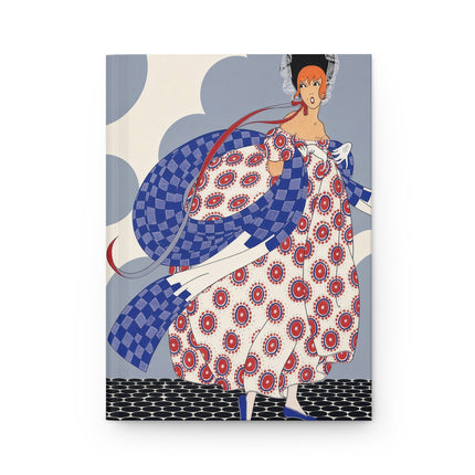 🌸🎀 The Lady Of The Checkered Flower Garden Hardcover Journal – Art Deco Fashion Whimsy
