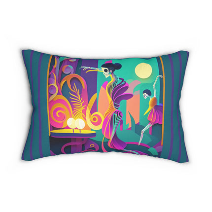 Dance of the Skeleton Ballerinas Spun Polyester Lumbar Pillow