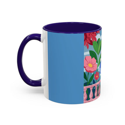 The Lady Of The Blossoming Terrace Colorful Mugs – Art Deco Floral Garden Elegance